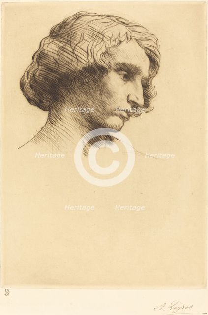 Head of a Man (Tete d'homme), 1877. Creator: Alphonse Legros.