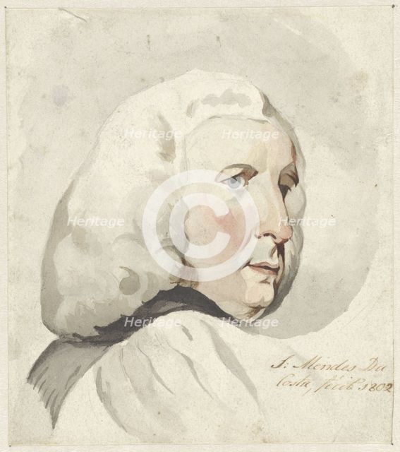 Head of a man to the right, 1802. Creator: Samuel Henri Mendes da Costa.