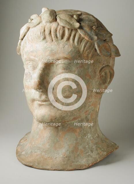 Head of a Man Wearing a Laurel-Wreath, 2nd century BC. Creator: Unknown.