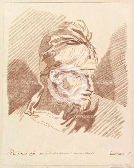 Head of a Man Wearing a Turban, mid to late 18th century. Creator: Hakman.