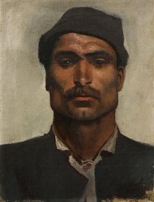 Head of a Man with a Brimmed Hat, 1870-1900. Creator: Ladislav Mednyanszky