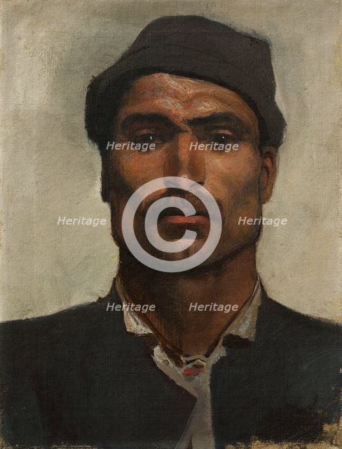 Head of a Man with a Brimmed Hat, 1870-1900. Creator: Ladislav Mednyanszky.