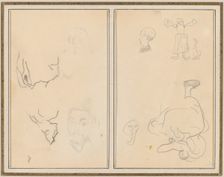 Head of a Man with a Study of His Back; Various Sketches with a Peasant...[recto], 1884-1888. Creator: Paul Gauguin