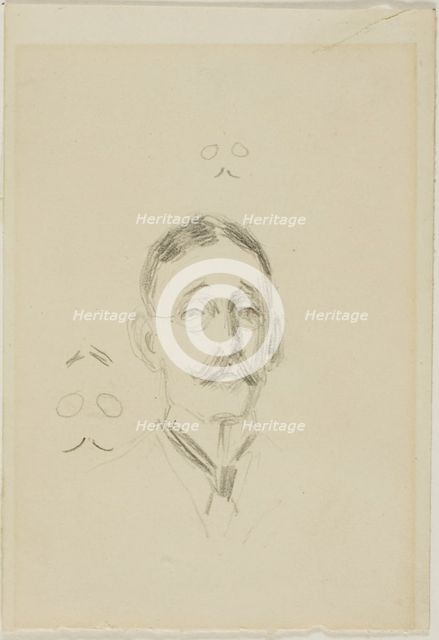 Head of a Man with Glasses with Two Sketches, n.d. Creator: Anders Leonard Zorn.