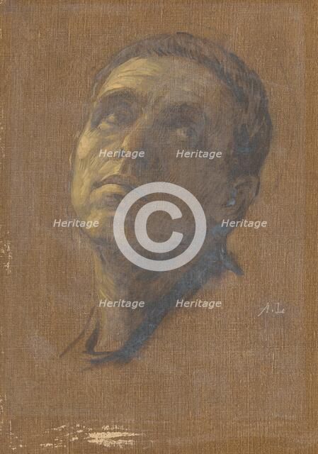 Head of a Man with Upturned Eyes, late 19th-early 20th century. Creator: Alphonse Legros.