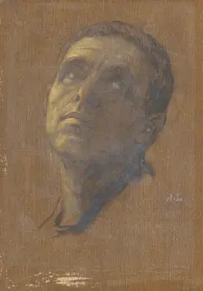 Head of a Man with Upturned Eyes, late 19th-early 20th century. Creator: Alphonse Legros