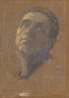 Head of a Man with Upturned Eyes, late 19th-early 20th century. Creator: Alphonse Legros