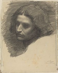 Head of a Man Facing Left [recto]. Creator: Alphonse Legros