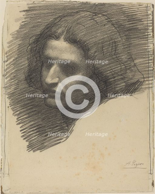 Head of a Man Facing Left [recto]. Creator: Alphonse Legros.