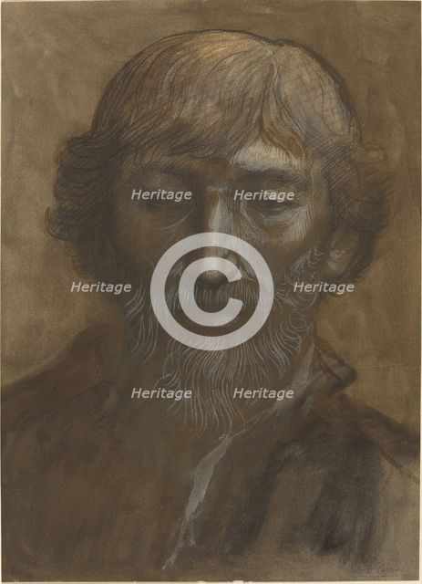 Head of a Man, Full Face. Creator: Alphonse Legros.