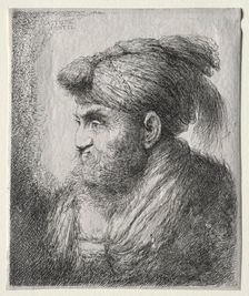 Head of a Man in Oriental Turban, c. 1650. Creator: Giovanni Benedetto Castiglione (Italian, 1609-1664)