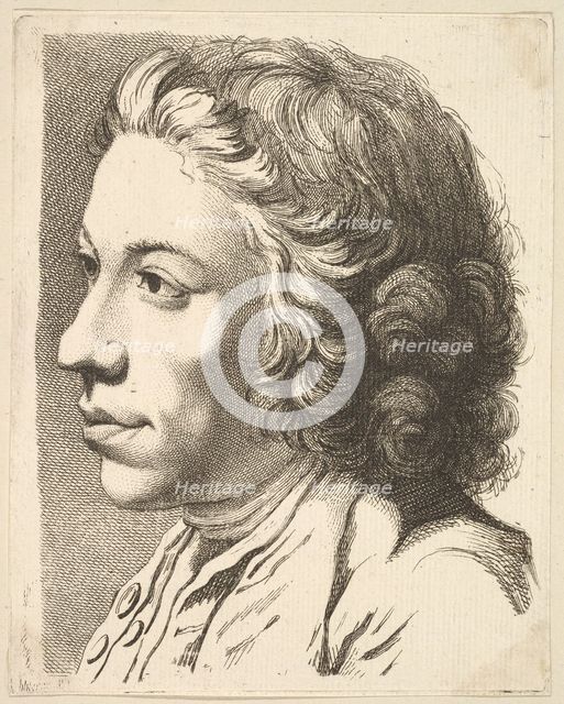Head of a Man in Profile, from Livre de Têtes Gravées d'apres F. Boucher et Autres..., 18th century. Creator: Unknown.