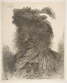 Head of a man in shadow turned slightly to the left, from the series of Large Or..., ca. 1645-1650. Creator: Giovanni Benedetto Castiglione