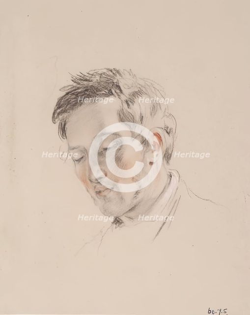 Head of a Man Looking Down - Study for The Shepherd's Grace, c1826. Creator: William Allan.