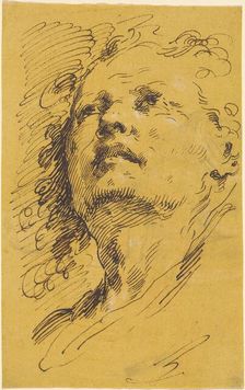 Head of a Man Looking Up, 1770s. Creator: Pietro Antonio Novelli