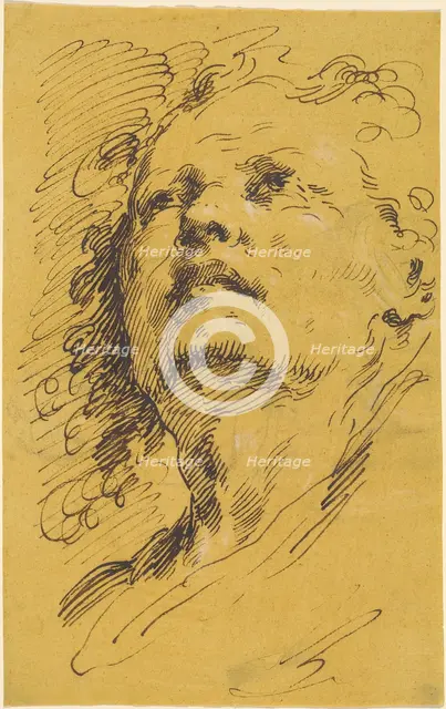 Head of a Man Looking Up, 1770s. Creator: Pietro Antonio Novelli.