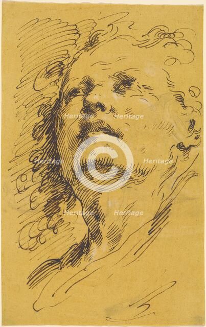 Head of a Man Looking Up, 1770s. Creator: Pietro Antonio Novelli.