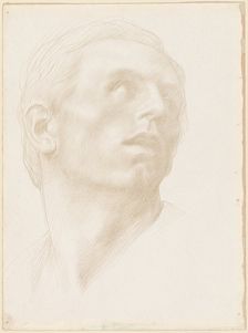 Head of a Man Looking Up to the Right, 1890s?. Creator: Alphonse Legros