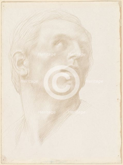 Head of a Man Looking Up to the Right, 1890s?. Creator: Alphonse Legros.