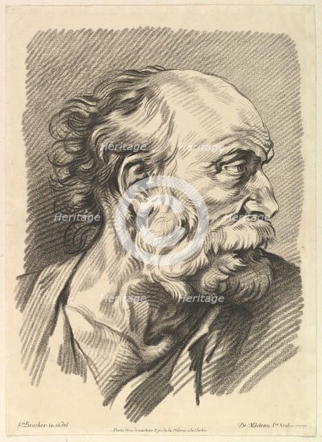 Head of a Man, mid-18th century. Creator: Gilles Demarteau.