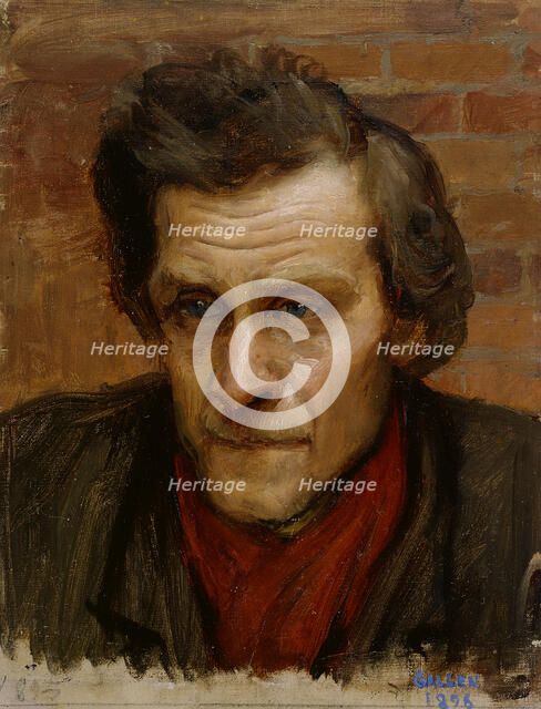 Head of a Man, study for the painting By the River of Tuonela, 1902-1903. Creator: Akseli Gallen-Kallela.