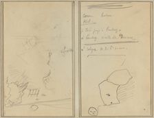 Head of a Monkey; Inventory of Bottles and Beverages [verso], 1884-1888. Creator: Paul Gauguin
