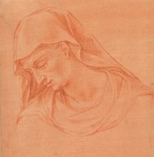Head of a Mourning Woman in Profile to the Left, ca. 1575-80. Creator: Girolamo Macchietti