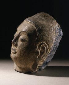 Head of a Buddha (Fotuo), between c.618 and c.700. Creator: Unknown