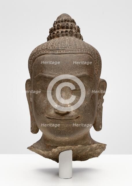 Head of a Buddhist Deity, Possibly Prajnaparamita, Angkor period, late 12th/early 13th century. Creator: Unknown.