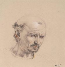 Head of a Bald Man - Study for Lord Patrick Lindsay of the Byres and Lord William Ruthven..., c1824. Creator: William Allan