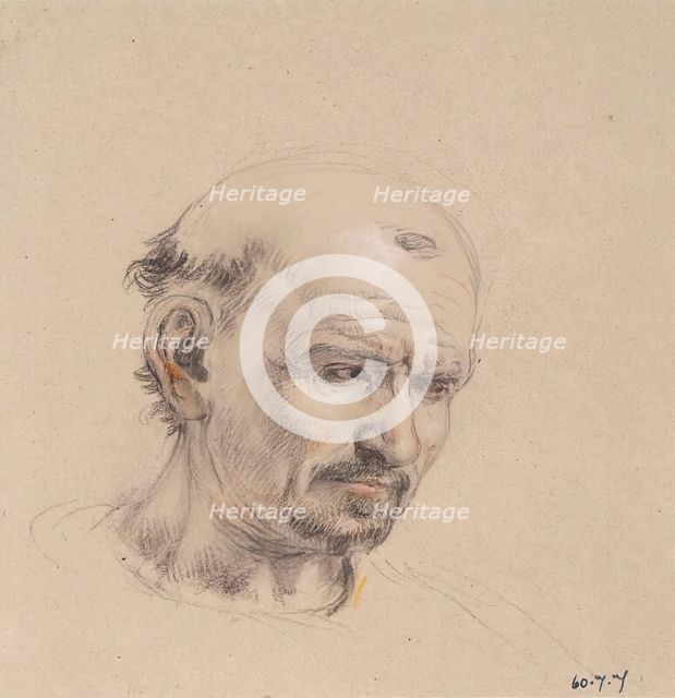 Head of a Bald Man - Study for Lord Patrick Lindsay of the Byres and Lord William Ruthven..., c1824. Creator: William Allan.