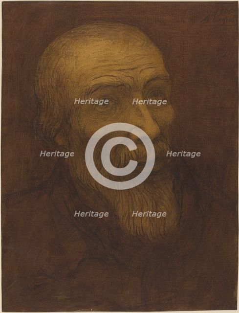Head of a Bald Man with a Beard, 1906. Creator: Alphonse Legros.