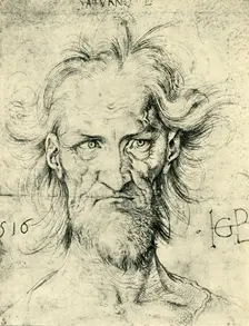 Head of a Bearded Old Man ('Saturn'), 1516, (1943). Creator: Hans Baldung