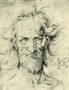 Head of a Bearded Old Man ('Saturn'), 1516, (1943). Creator: Hans Baldung