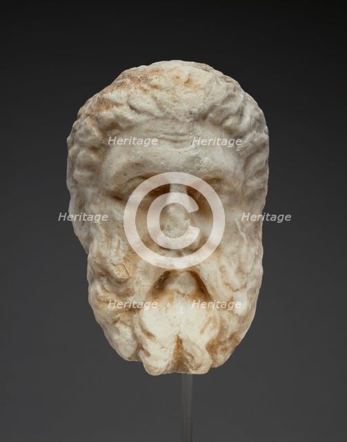 Head of a Bearded Man from a Funerary Monument, about 330 BC. Creator: Unknown.