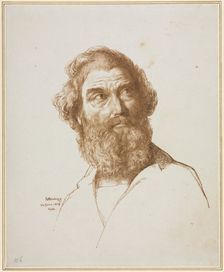 Head of a Bearded Man Gazing to His Left, 1859. Creator: William Mulready (British, 1786-1863)
