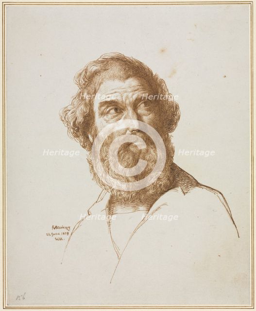 Head of a Bearded Man Gazing to His Left, 1859. Creator: William Mulready (British, 1786-1863).