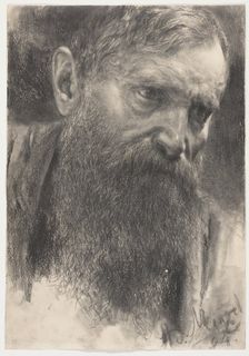Head of a Bearded Man in Half-Profile, 1894. Creator: Adolph Menzel