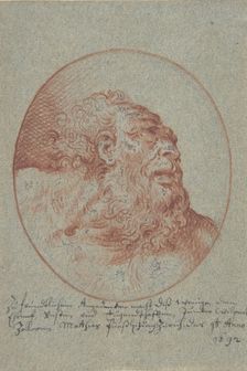 Head of a Bearded Man Looking Right, 1692. Creator: Mathias Fussli