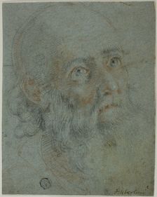 Head of a Bearded Man, Looking Up to Right: Study for Saint Catherine of Alexandria..., c.1603. Creator: Ludovico Cardi