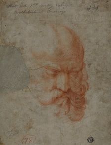 Head of a Bearded Man (recto) Sketches of Architectural Details (verso), n.d. Creator: Unknown