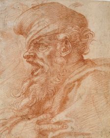 Head of a Bearded Man shouting, 16th century. Artist: Michelangelo Buonarroti