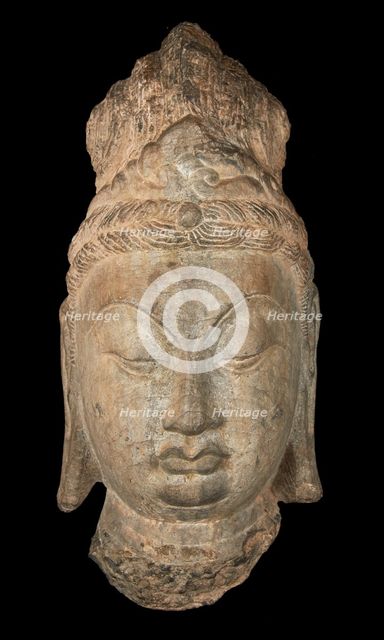 Head of a Bodhisattva, Tang dynasty, first half 8th century. Creator: Unknown.