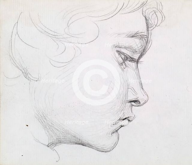 Head of a Boy Looking Down, c1830s. Creator: John Phillip.
