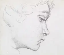Head of a Boy Looking Down, c1830s. Creator: John Phillip