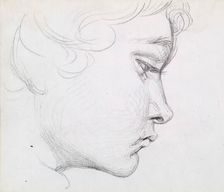 Head of a Boy Looking Down, c1830s. Creator: John Phillip