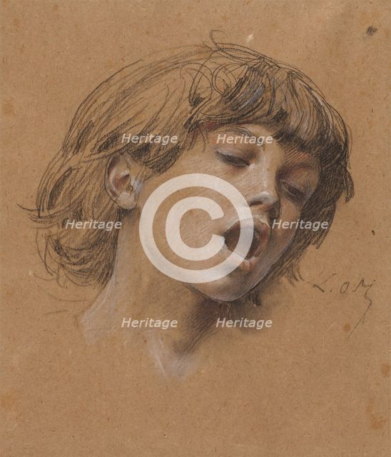 Head of a Boy Singing (Study for Music), c. 1898. Creator: Luc-Olivier Merson (French, 1846-1920).