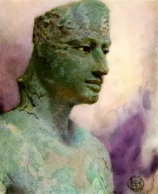 Head of a bronze statue of Pepy I, Ancient Egyptian pharaoh, 24th-23rd century BC (1926). Artist: Winifred Mabel Brunton