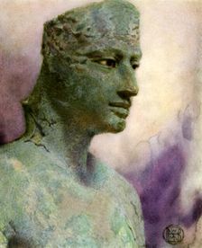 Head of a bronze statue of Pepy I, Ancient Egyptian pharaoh, 24th-23rd century BC (1926). Artist: Winifred Mabel Brunton