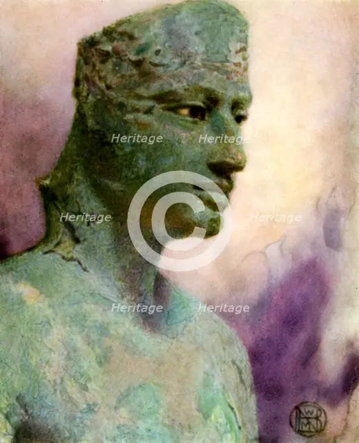 Head of a bronze statue of Pepy I, Ancient Egyptian pharaoh, 24th-23rd century BC (1926).  Artist: Winifred Mabel Brunton